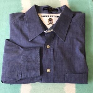 Tommy Hilfiger Blue Cotton Button Down Dress Shirt 16.5 35